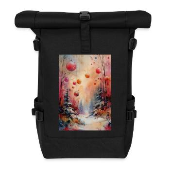 Ornements d’hiver aquarelle dans la forêt - Sac à dos roll top - noir - Devant