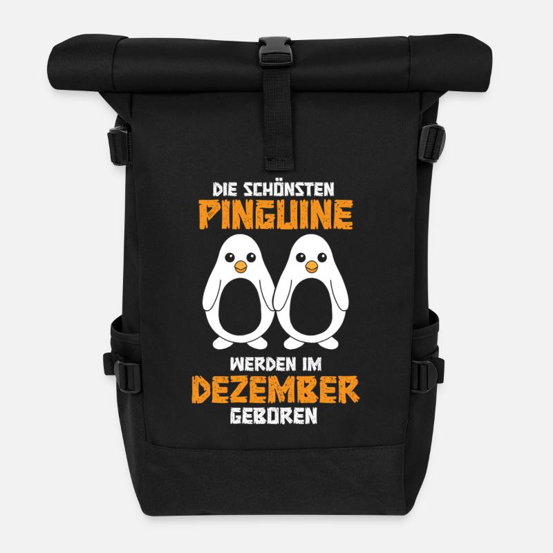 Anniversaire de décembre : le pingouin dit drôle - Sac à dos roll top - noir