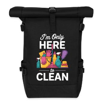 Cleaning Team Household Humor Motif - Roll Top Backpack - black - Front