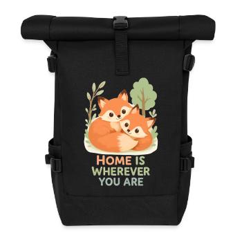 Süßes Fuchs Pärchen im Wald - Rolltop Rucksack - Schwarz - Vorne