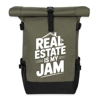 Real Estate is My Jam - Roll Top Backpack - olive/black - Front
