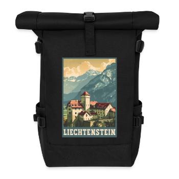Art de voyage au château de Vaduz du Liechtenstein - Sac à dos roll top - noir - Devant