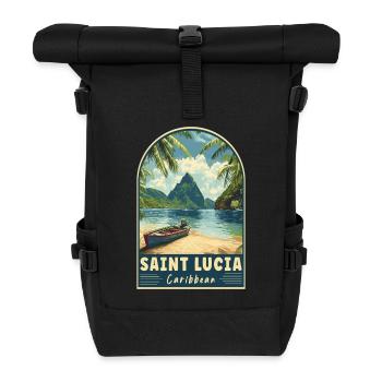 Explore Saint Lucia Caribbean Tropical Paradise - Roll Top Backpack - black - Front