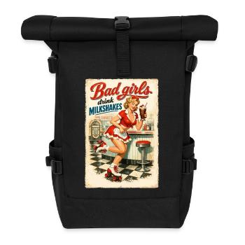 Pin-Up Bad Girls Drink Milkshakes: 50s Diner Style - Rolltop Rucksack - Schwarz - Vorne