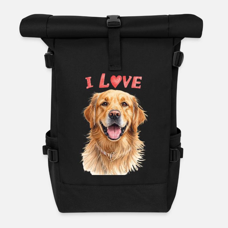  I Love Golden Retriever - Rolltop Rucksack - Schwarz