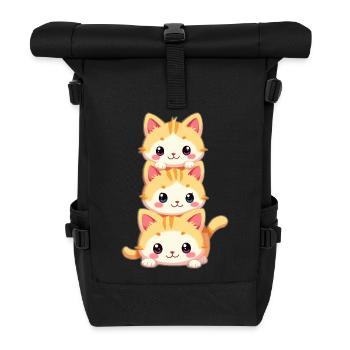 Stacked Kitten Trio - Roll Top Backpack - black - Front