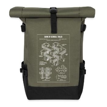 Conception du plan de la Banque de Géorgie à Tbilissi - Sac à dos roll top - olive/noir - Devant