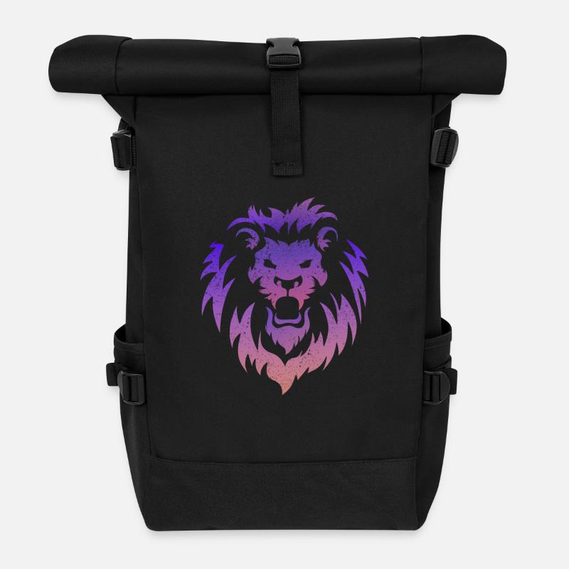 Löwen Kopf Tribal - Rolltop Rucksack - Schwarz