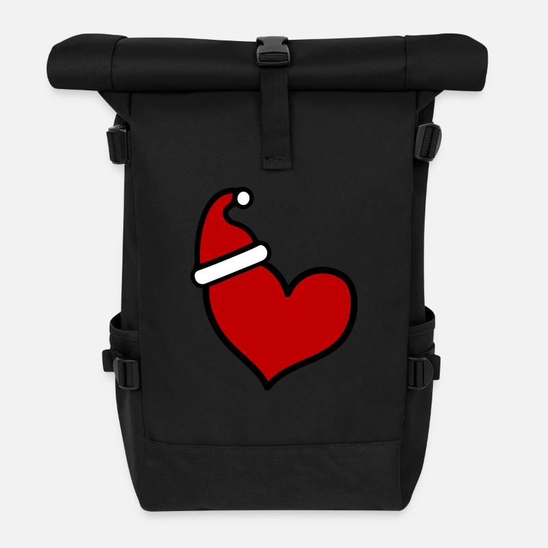 Herz Weihnachten - Rolltop Rucksack - Schwarz