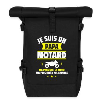 Je suis un papa motard Ma passion la moto 2 - Sac à dos roll top - noir - Devant
