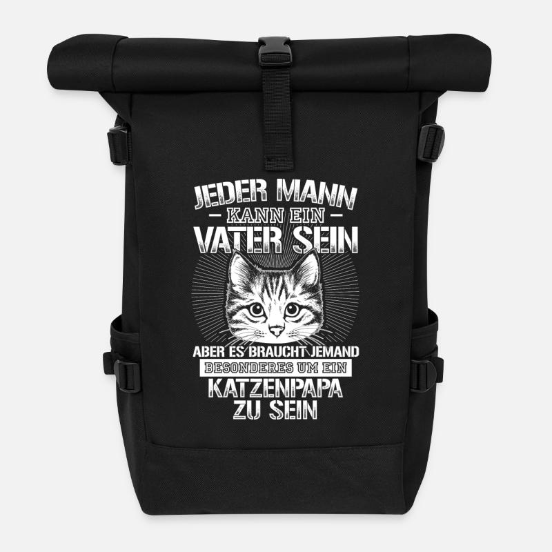 Katzenpapa - Rolltop Rucksack - Schwarz