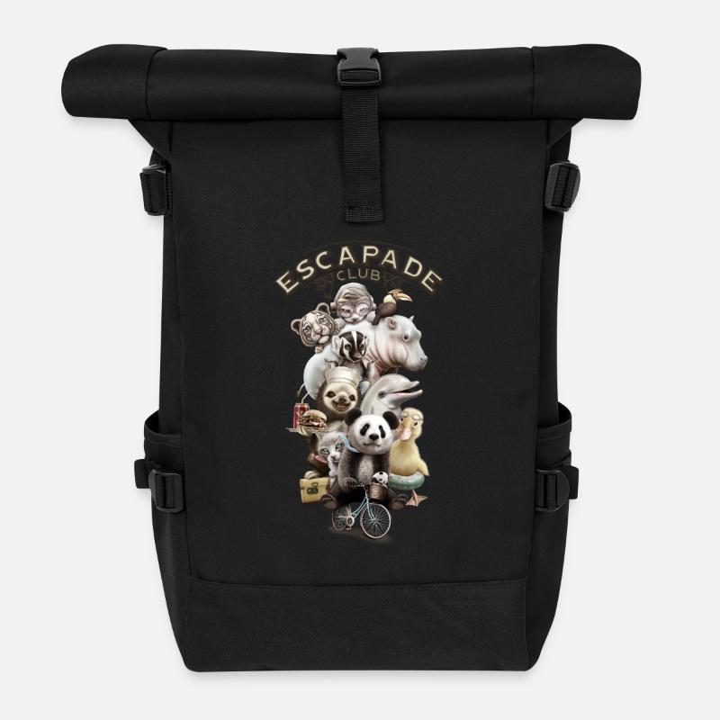 ESCAPADE CLUB - Roll Top Backpack - black