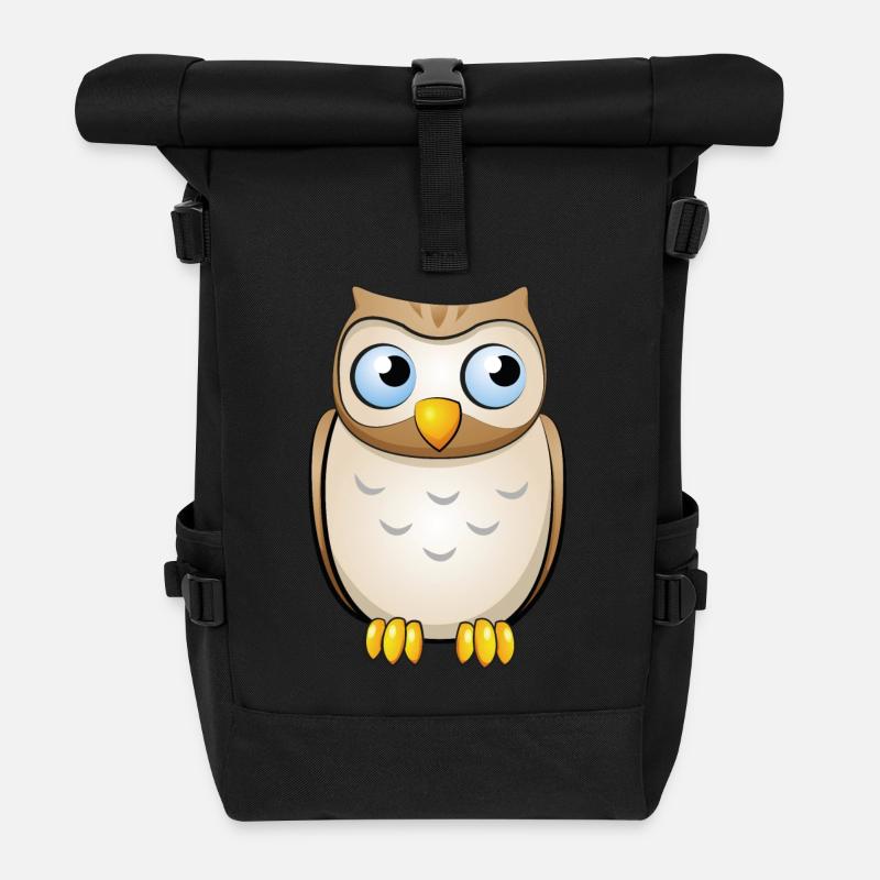 Chouette - Sac à dos roll top - noir