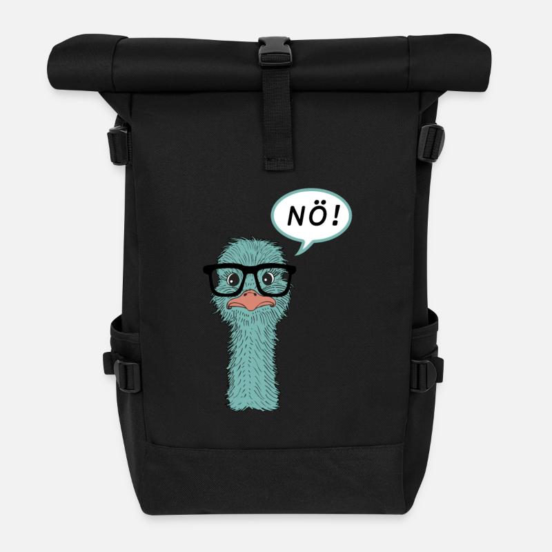 Strauß Brille NÖ! lustig Geschenk Vogel Nerd - Rolltop Rucksack - Schwarz