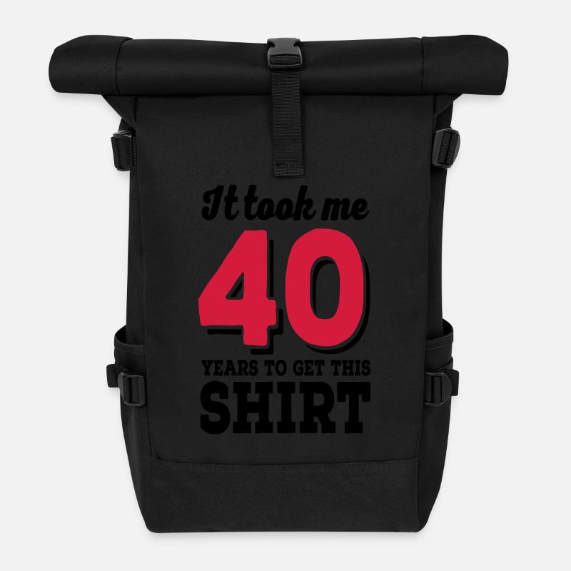 40th birthday - Roll Top Backpack - black