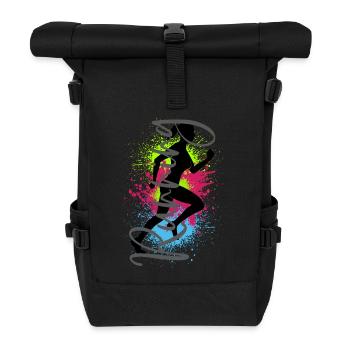 Running Sports Woman Jogger Runner Running Running - Roll Top Backpack - black - Front