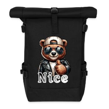 Bear with thumbs up - Roll Top Backpack - black - Front