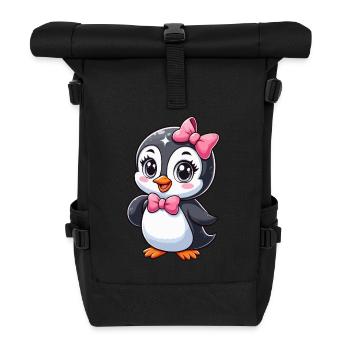 Mädchen Pinguin - Rolltop Rucksack - Schwarz - Vorne