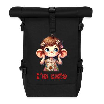 Dessin animé mignon - Sac à dos roll top - noir - Devant