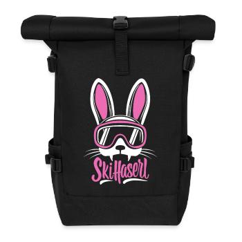 Skihaserl mit Biss - Aprés Ski - Skiurlaub - Rolltop Rucksack - Schwarz - Vorne