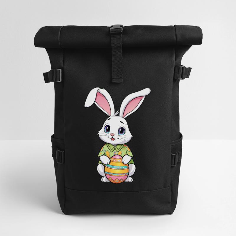 Easter bunny with Easter eggs Roll Top Backpack