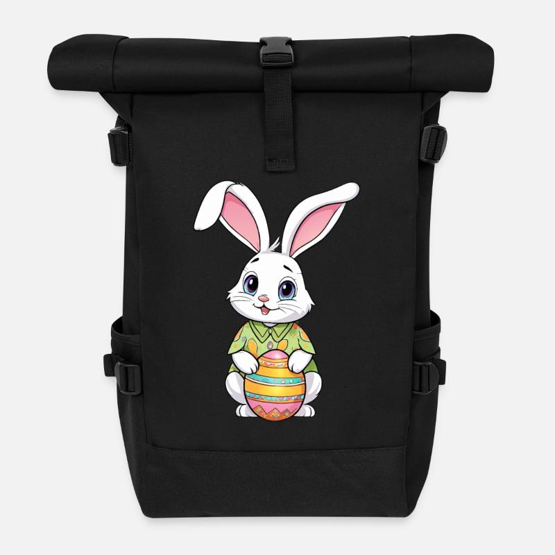 Easter bunny with Easter eggs - Roll Top Backpack - black