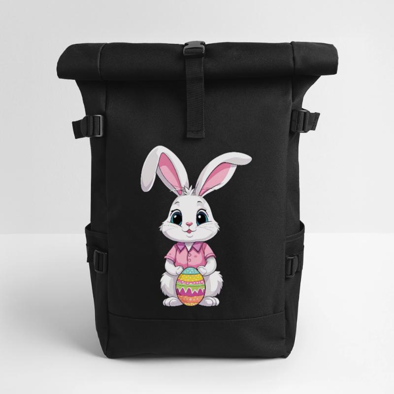 Easter bunny with Easter eggs Roll Top Backpack