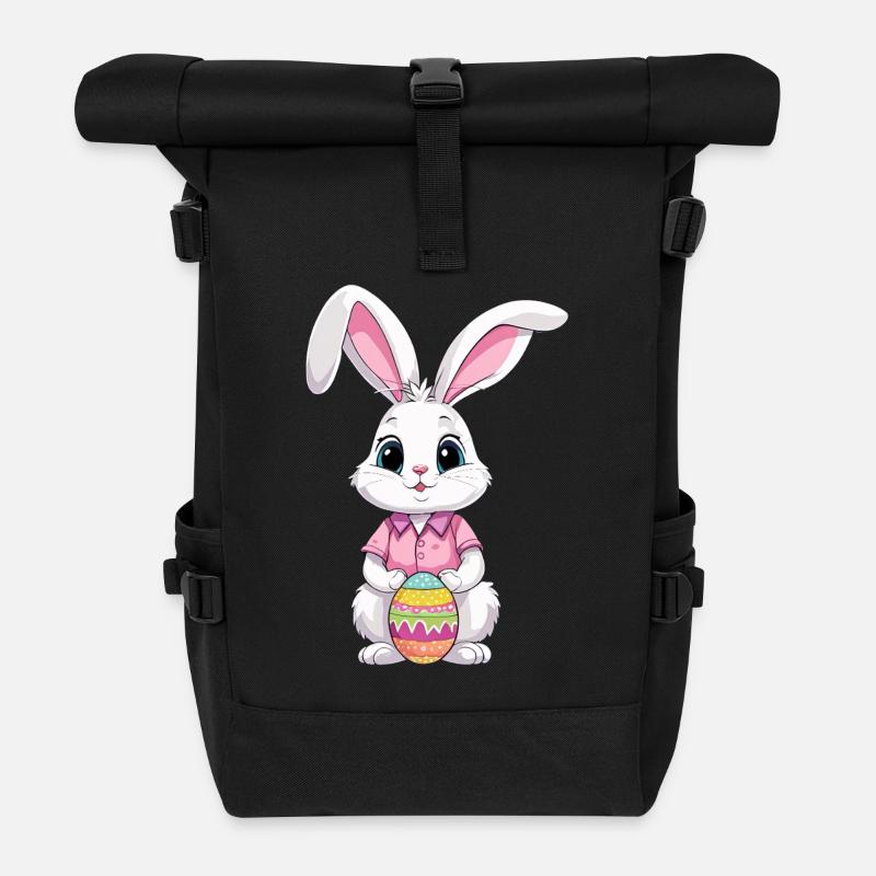 Easter bunny with Easter eggs - Roll Top Backpack - black