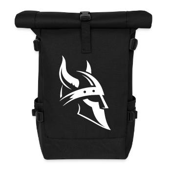 Wikingerhelm – Minimalistisches Wikinger-Logo - Rolltop Rucksack - Schwarz - Vorne