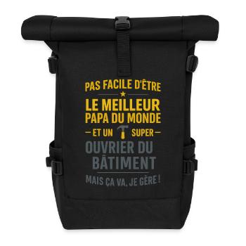 Papa ouvrier du bâtiment cadeau fête des pères - Sac à dos roll top - noir - Devant