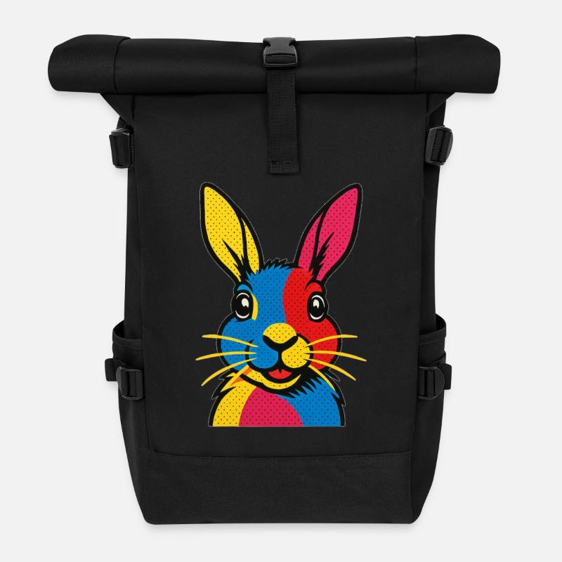 Rabbit Pop Art - Roll Top Backpack - black