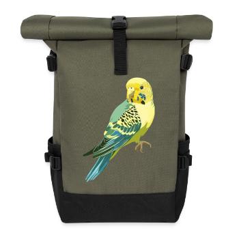 Wellensittich - Rolltop Rucksack - Olive/Schwarz - Vorne
