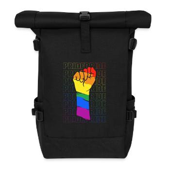 LGBT Regenbogen Faust | Pride Power - Rolltop Rucksack - Schwarz - Vorne