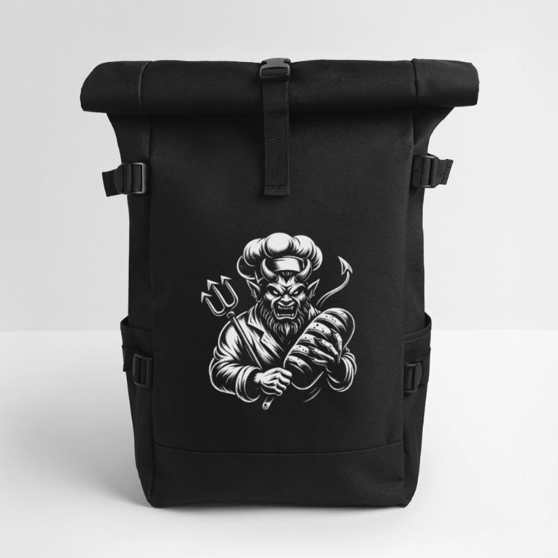 Devil with baker's hat - devilishly good baker Roll Top Backpack