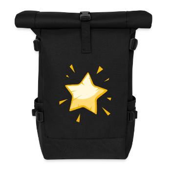 Étoile de dessin animé brillante - Conception dorée joyeuse - Sac à dos roll top - noir - Devant