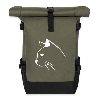 Miezen Katze cat cats Katzen - Rolltop Rucksack - Olive/Schwarz - Vorne