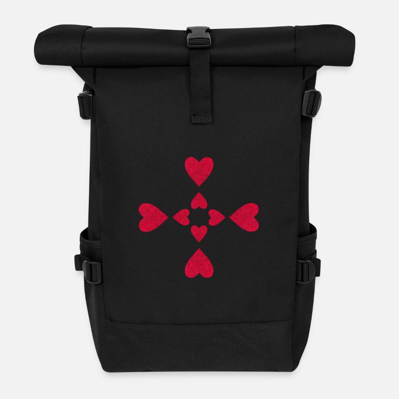 Coeurs en croix scintillants - Sac à dos roll top - noir