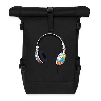 Headphones Headset Comic Style - Roll Top Backpack - black - Front