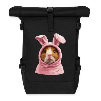 Cochon d’Inde en costume de lapin de Pâques - Sac à dos roll top - noir - Devant
