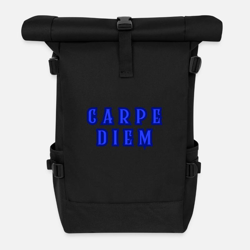 Nutze den Tag - Rolltop Rucksack - Schwarz