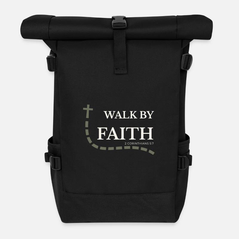 Walk by Faith | 2. Korinther 5,7 - Rolltop Rucksack - Schwarz