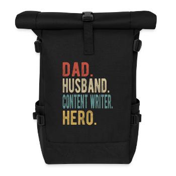 Content Writer Papa Ehemann Held - Rolltop Rucksack - Schwarz - Vorne