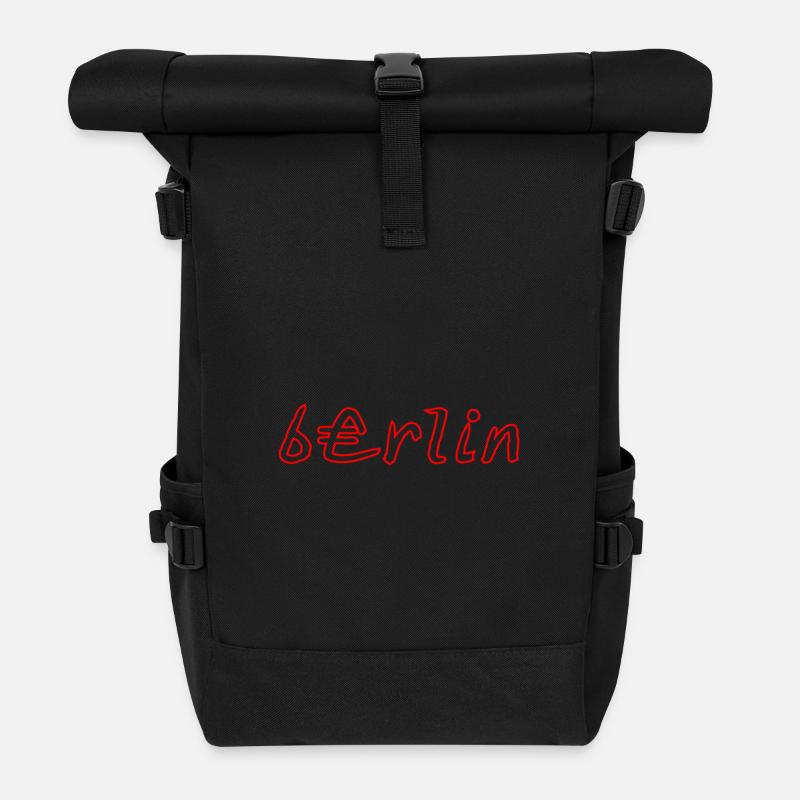 Berlin Neon Graffiti Style - Roll Top Backpack - black