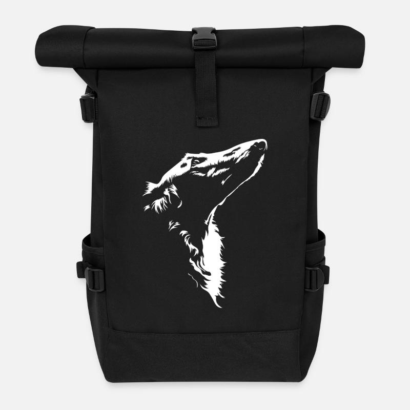 Barsoi Silhouette Windhunde Windhund Hund Wilsigns - Rolltop Rucksack - Schwarz