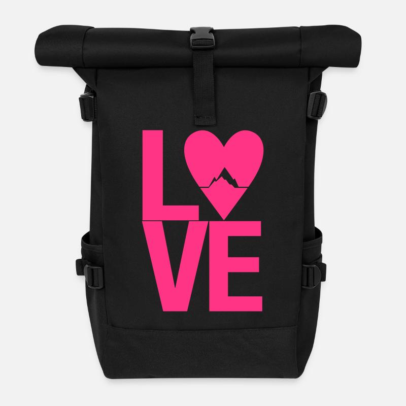 Mountain Love - Rolltop Rucksack - Schwarz