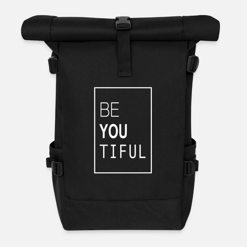 Cooles Tshirt - Rolltop Rucksack - Schwarz