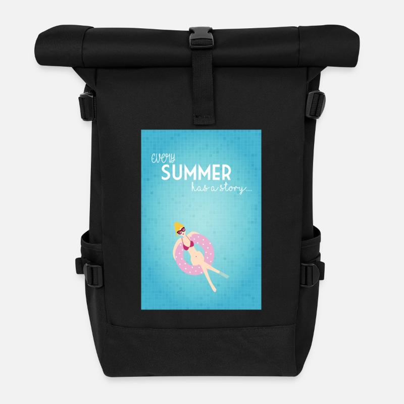 Summer story - Roll Top Backpack - black