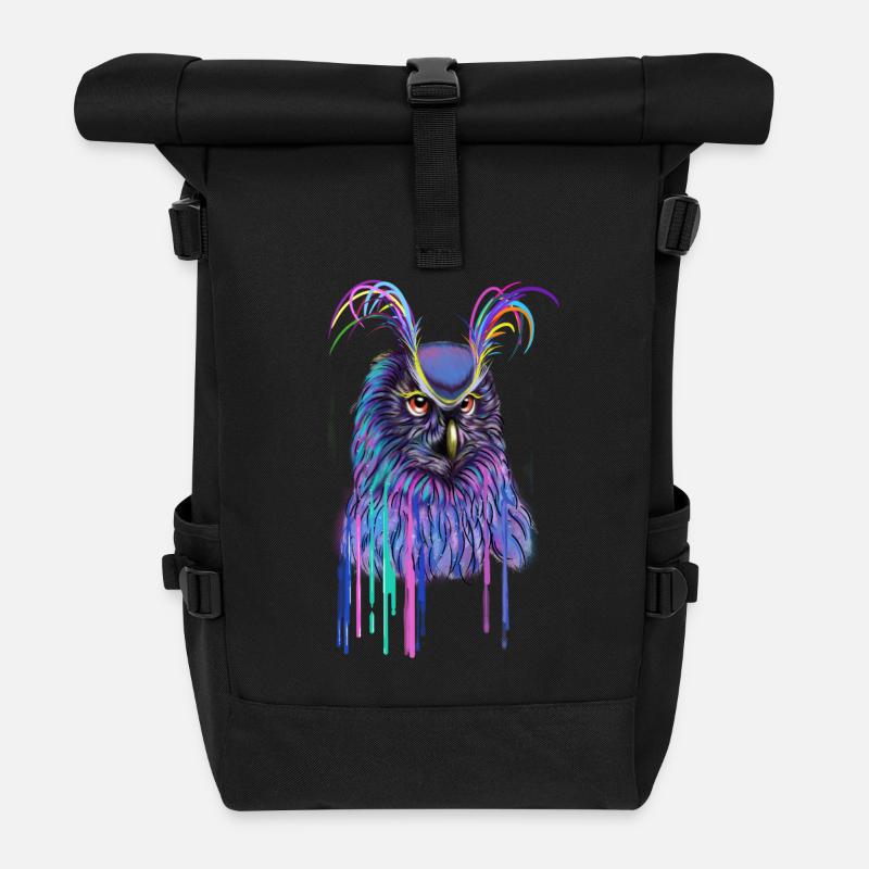 Hibou - Roll Top Backpack - black