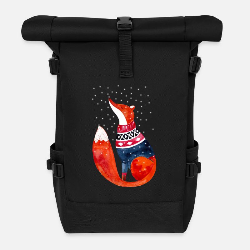 Winter Weihnachten Norwegen Fuchs Geschenk - Rolltop Rucksack - Schwarz