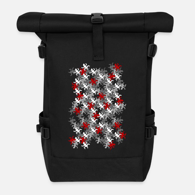 Escher Reptiles mosaic - Roll Top Backpack - black